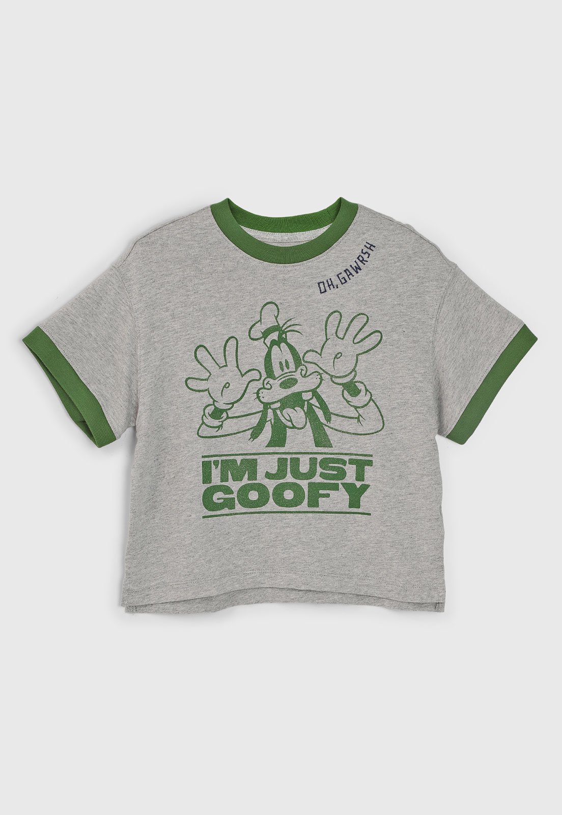 Camiseta GAP Estampa Pateta Mescla Cinza e Verde