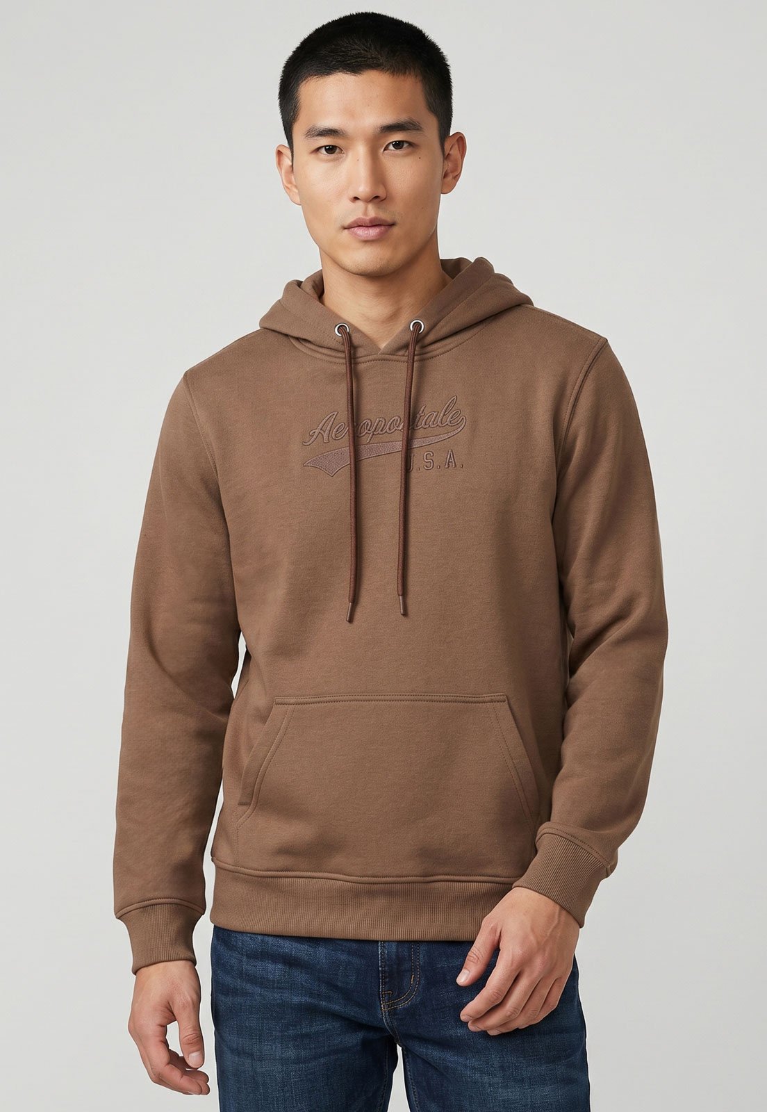 Blusa de Moletom Masculina Aeropostale Capuz Marrom