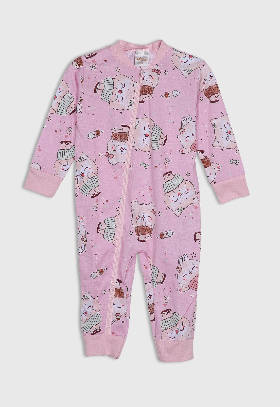 Macacão de Pijama Elian Estampa Ursos Rosa