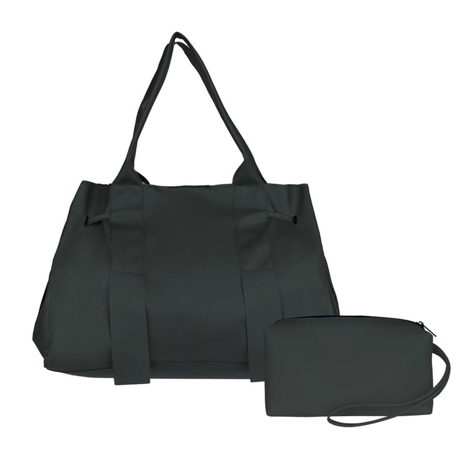 Bolsa Feminina de Praia Silicone Impermeavel Com Necessarie Preta