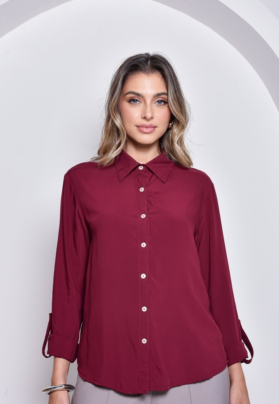 Camisa Crorela lisa Vinho