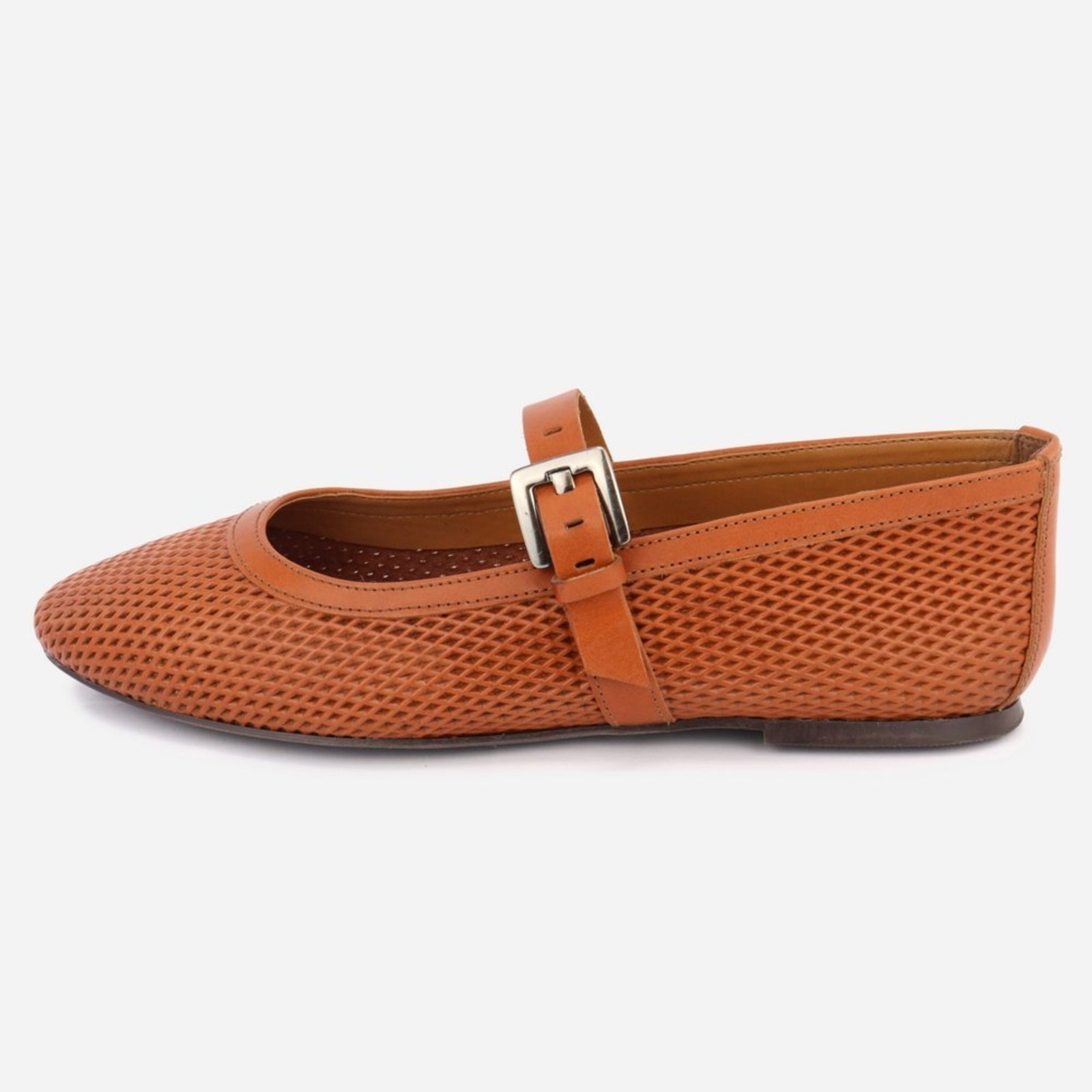 Sapatilha Feminina Elegante Confortável Em Couro Leve com Fivela e Design Sofisticado Solado Flexível Maria Paula Aperol