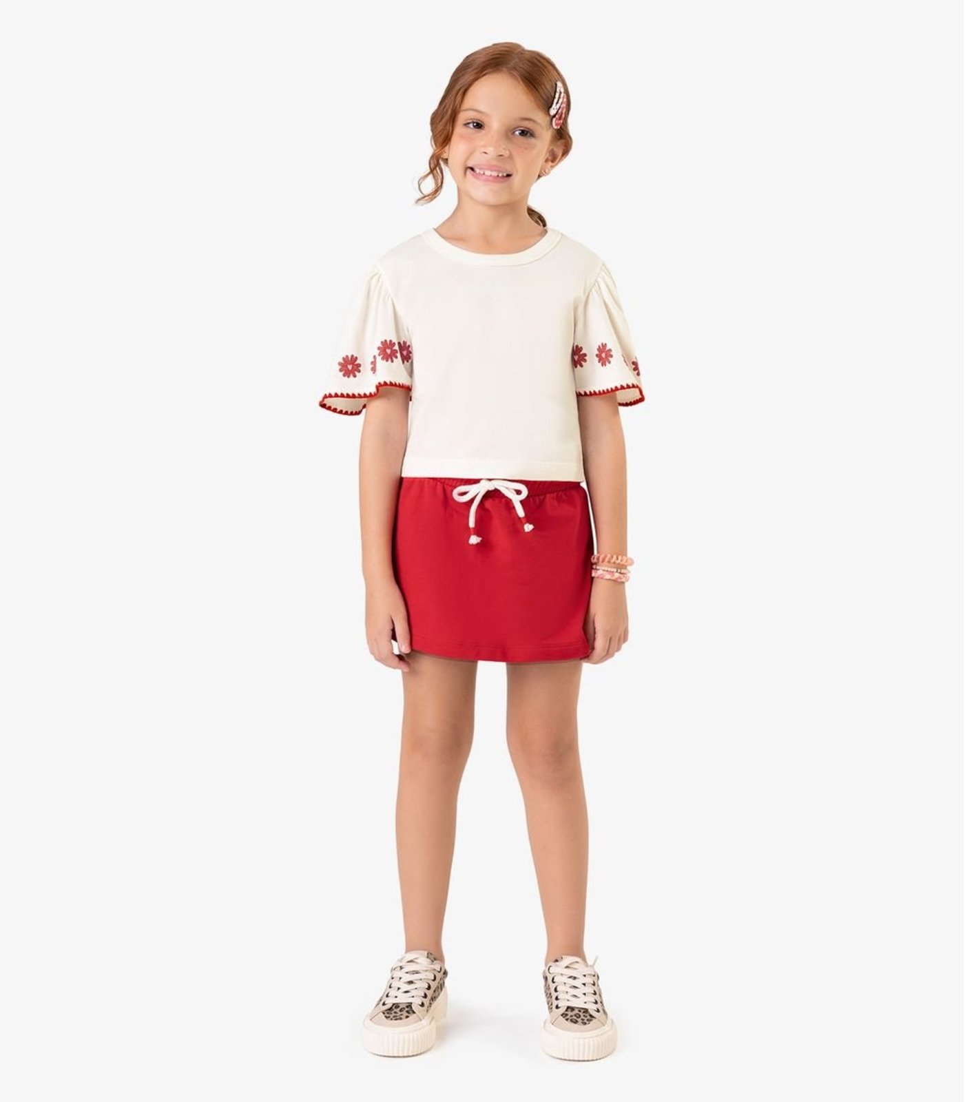 Infantil - Conjunto Short Saia E Blusa Trick Nick Bege