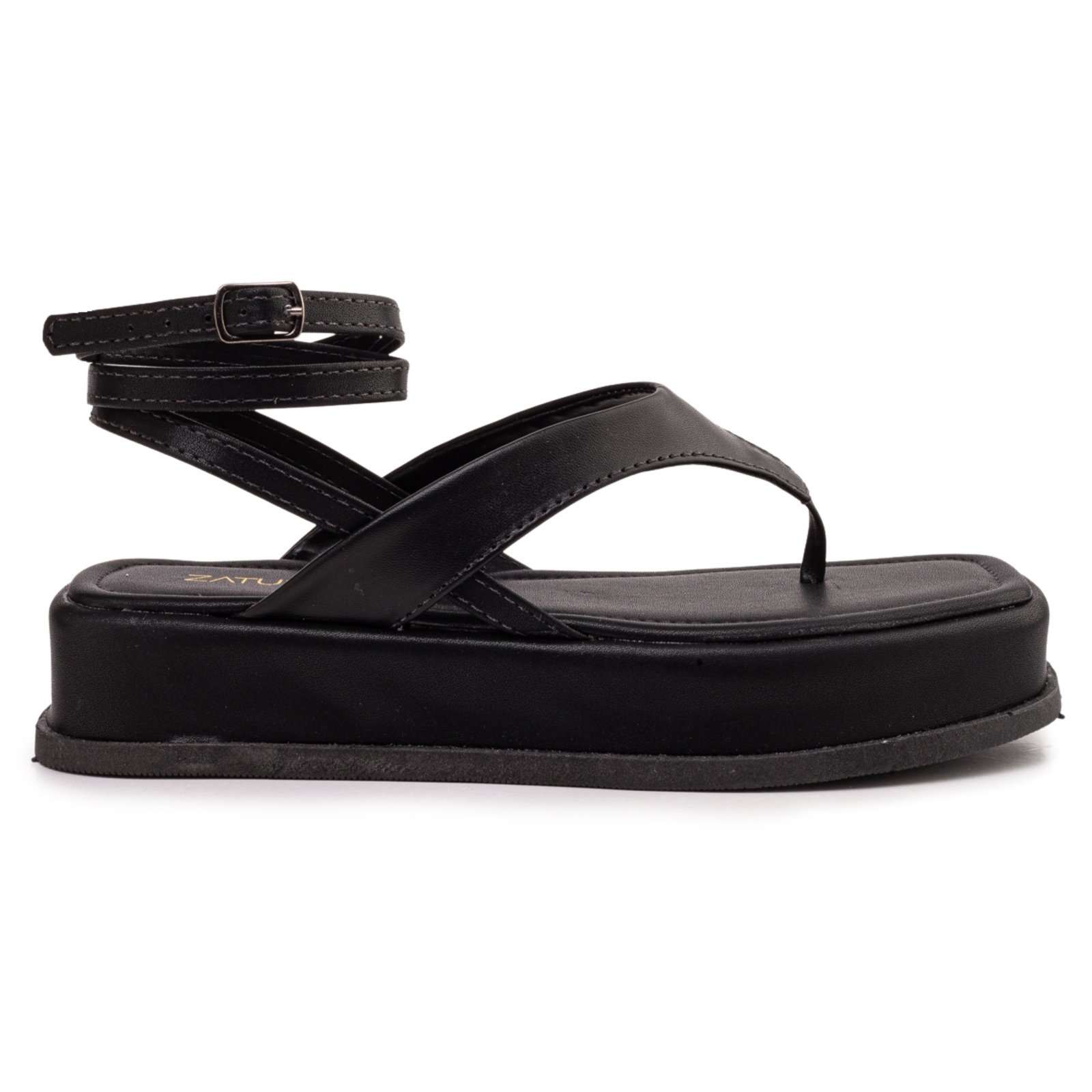 Sandália Feminina Flatform Asa Delta Confortável Moda Preto