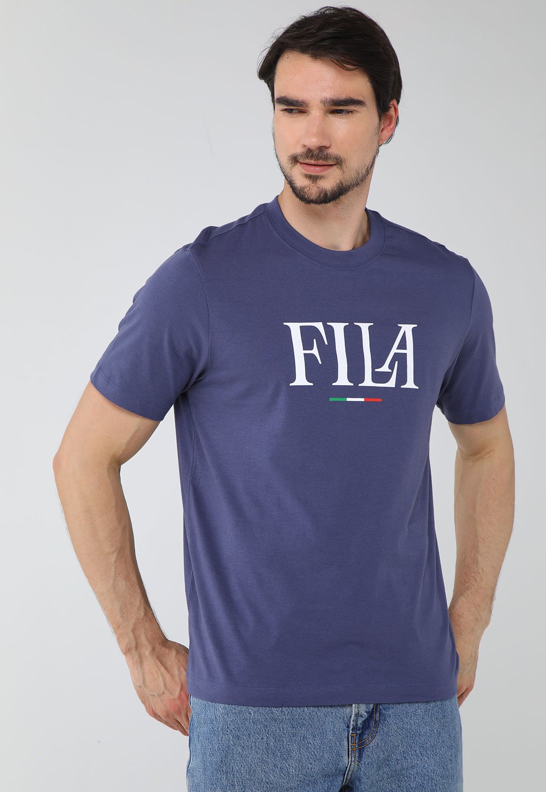 Camiseta Masculina Fila Regular Italy Le Azul