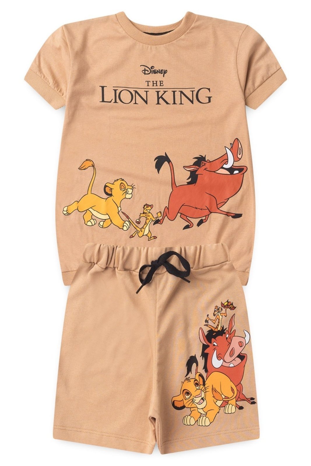 Infantil – Conjunto Disney Masculino Camiseta e Bermuda O Rei Leão Marrom