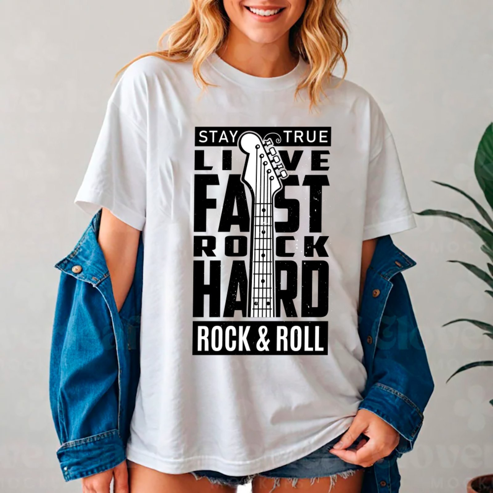 Vista 2 Camiseta Ousy Streetwear Live Fast Rock Hard Oversized Unissex branco ousy branco