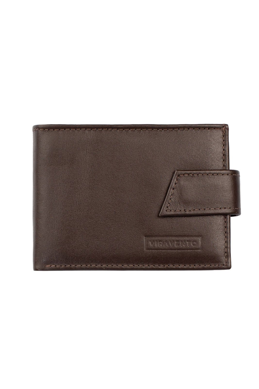 Carteira Vira Vento Masculina De Couro Italiano Com Botão Matt 8,5×11,5cm – Café