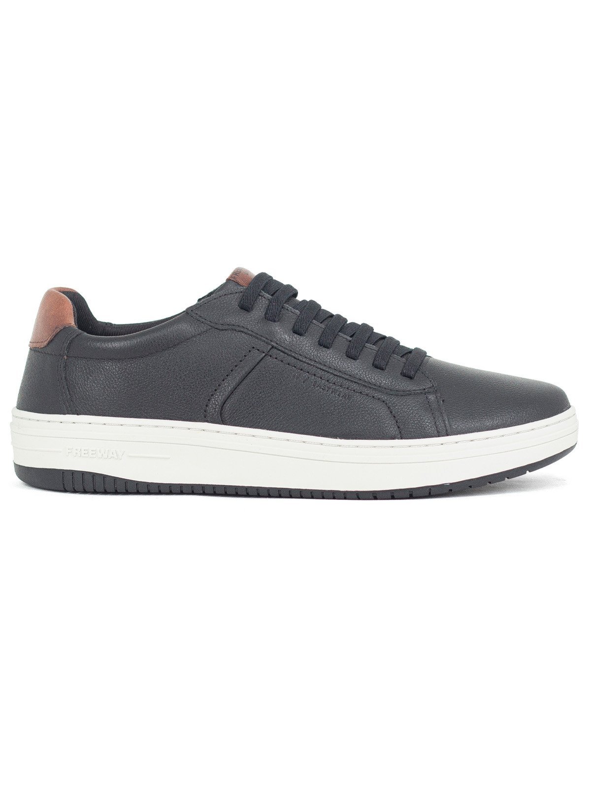 Tênis Masculino Freeway Casual Evo02 Couro Calce Fácil Confortável Preto Night Angel
