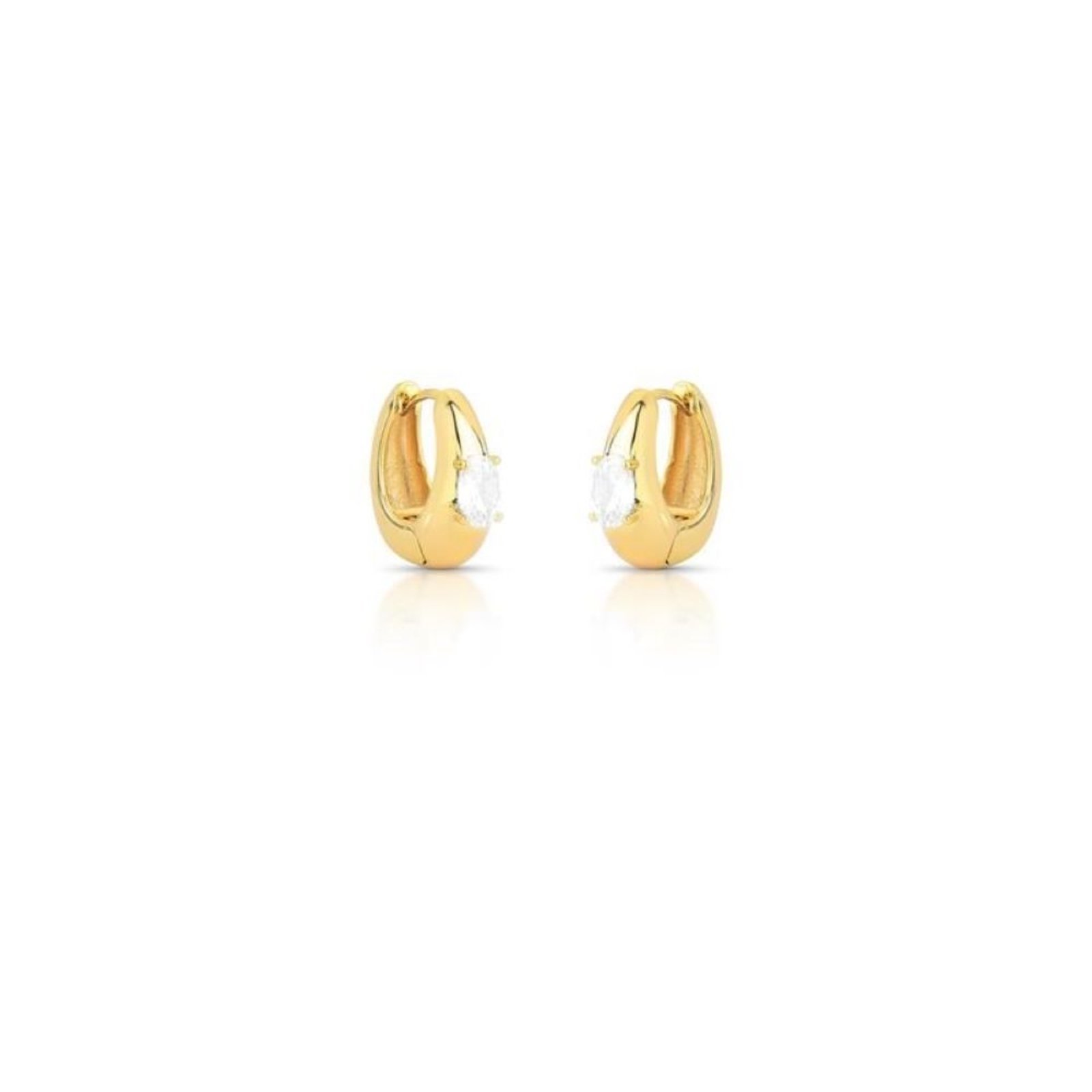 Infantil – Brinco Argola Arredondado com Detalhe Cristal Semijoia Banhado a Ouro 18K Ania Store