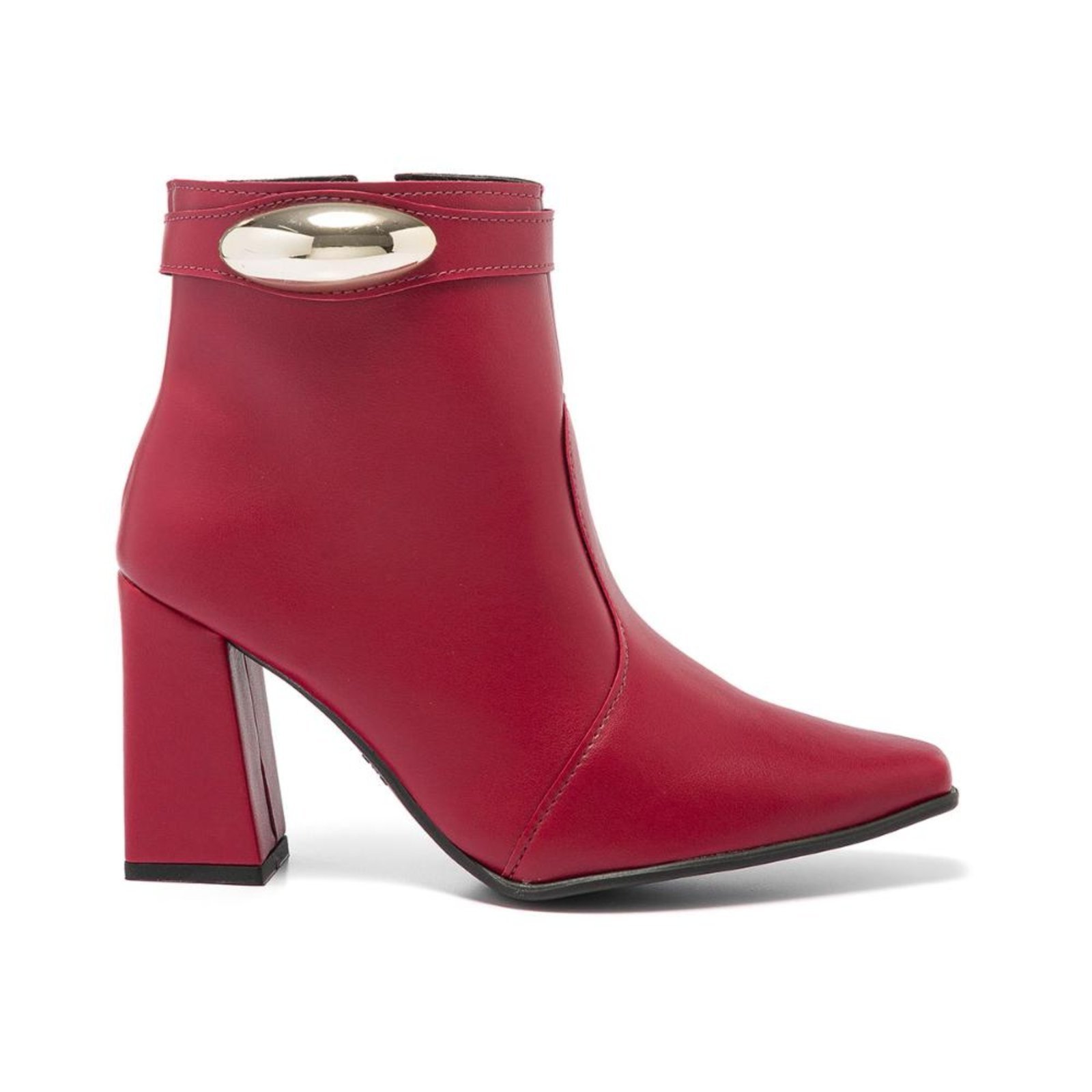 Vista 2 Bota Feminina Stessy Shoes Cano Curto Lesma Metalizada Salto Bloco Casual caramelo Stessy Shoes caramelo