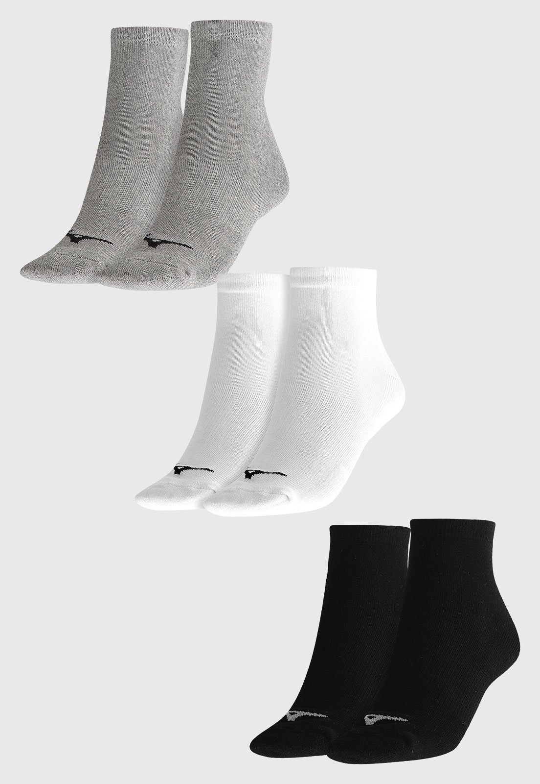 Vista 3 Kit 3pçs Meia Mizuno Cano Médio Prime cinza Mizuno cinza