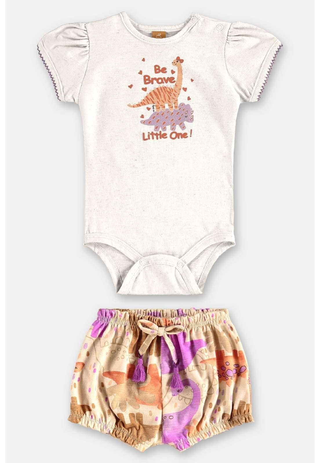 Infantil – Conjunto Dino para Menina Up Baby Bege
