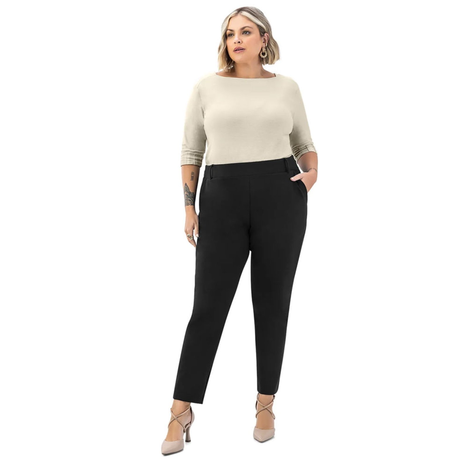 Vista 3 Calça Feminina Rovitex Plus Size Alfaiataria preto Rovitex preto