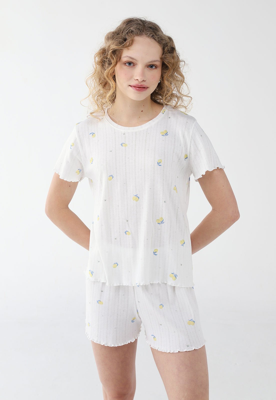 Conjunto de Pijama Malwee Curto Canelado Branco