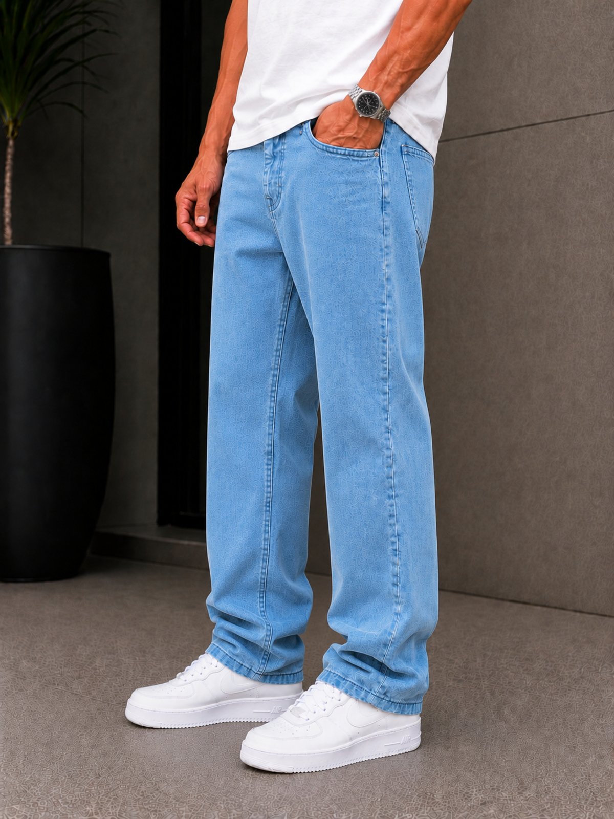 Calça Balão Masculina Alpha Street Wear Básica Casual Confortável Delave