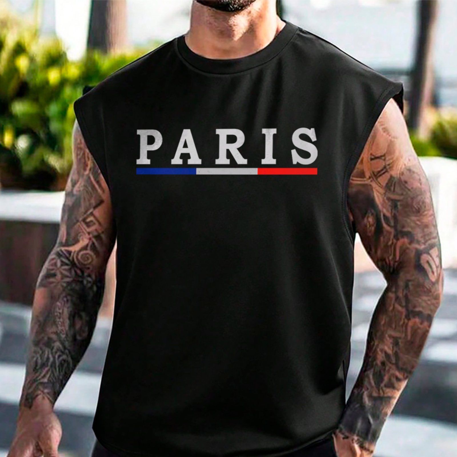 Camiseta Regata Machão Paris França Urban Street Style Tendência Preto