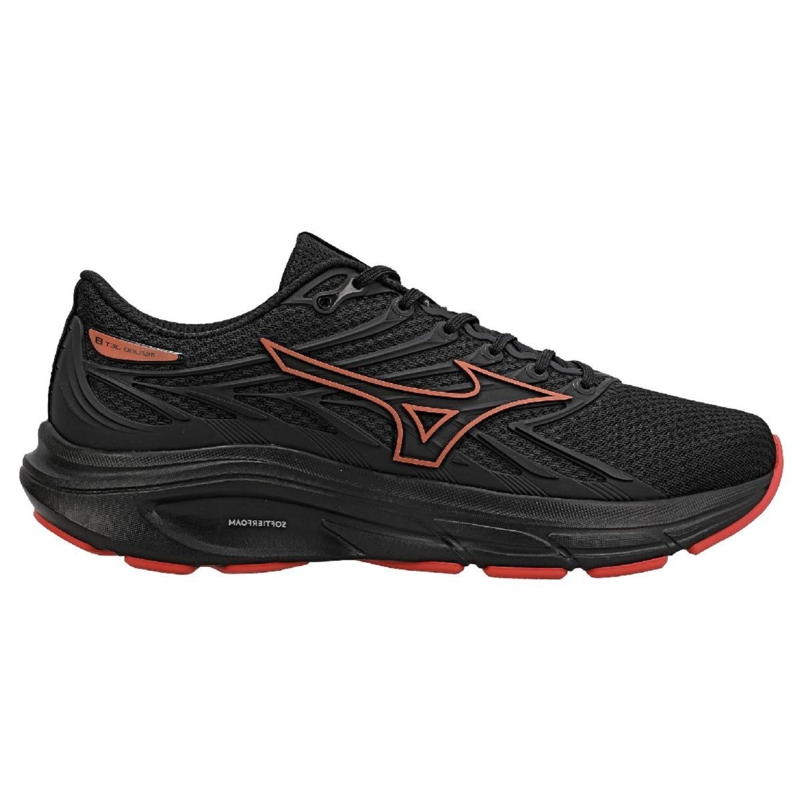 Tênis Mizuno Jet 8 - Masculino Preto-Vermelho