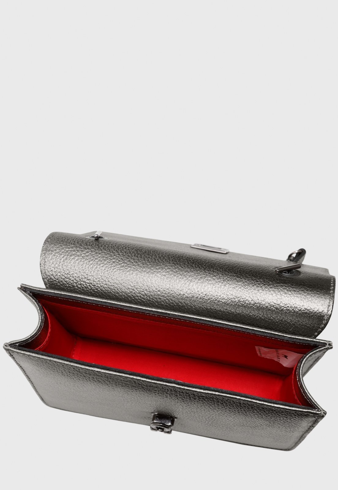 Vista 3 Bolsa Transversal Couro Mariart Margarida Onix prata prata