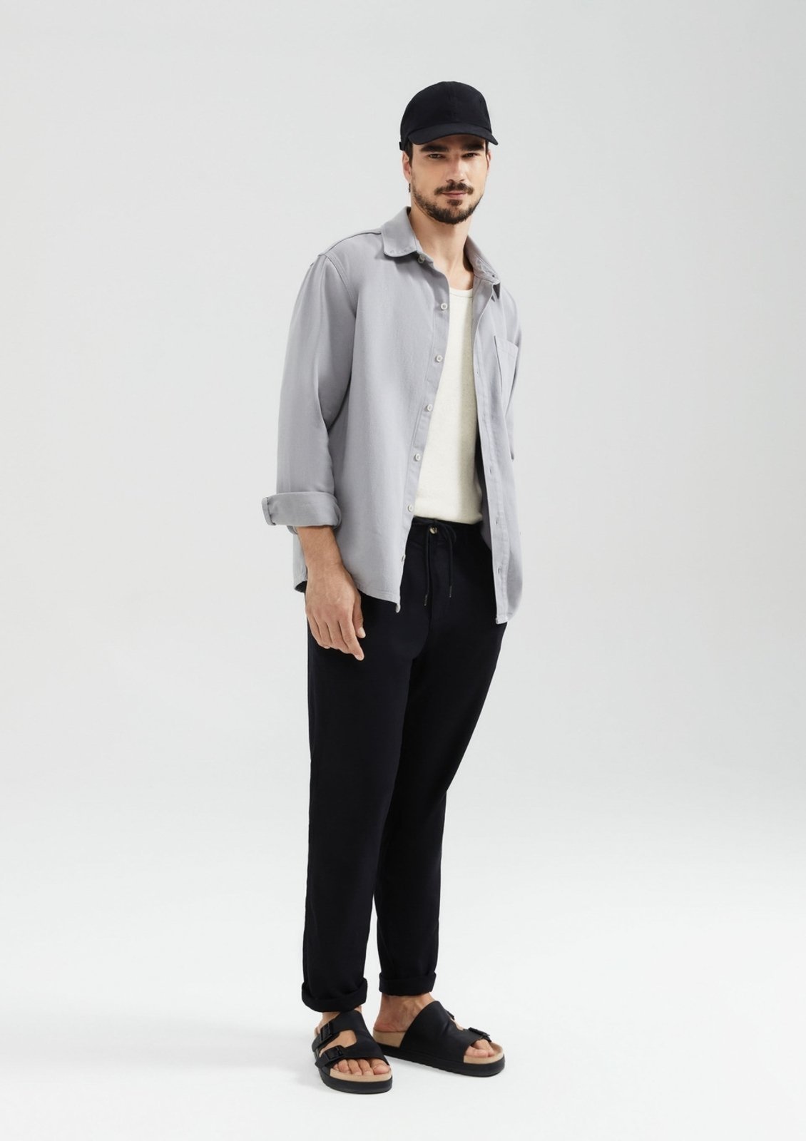 Calça Masculina Reta Em Linho