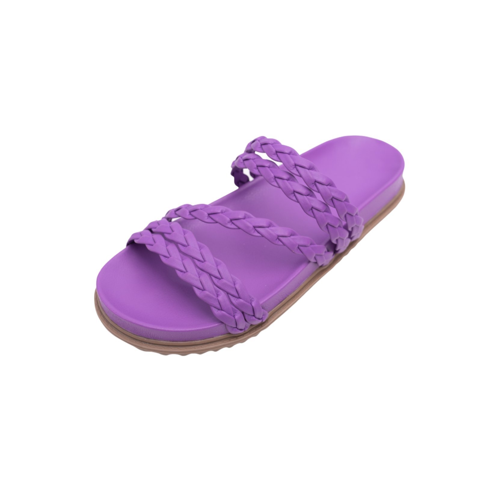 Sandalia Papete Rasteira Feminina Roxo Trança Tellini Store