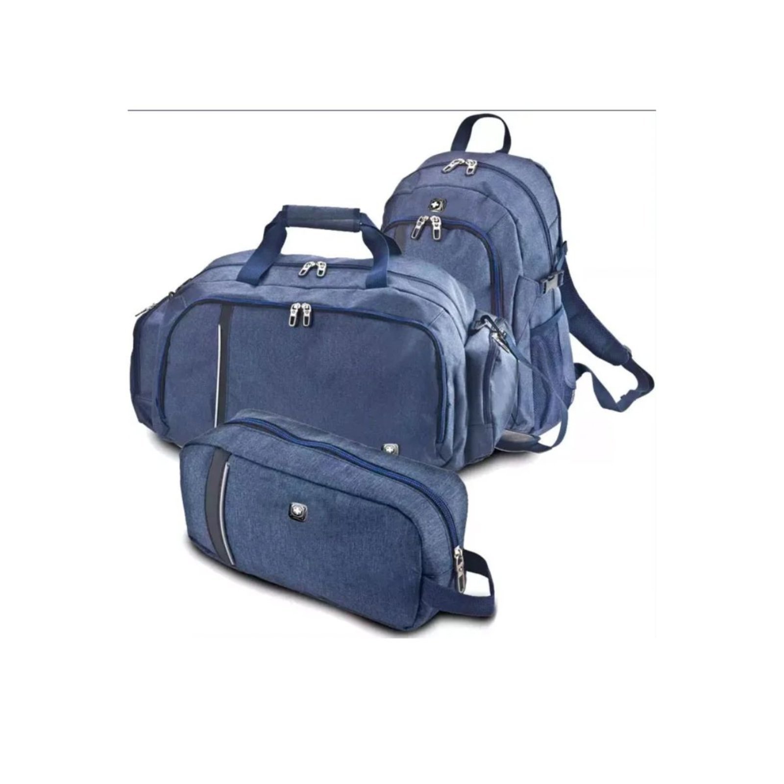Kit 3 Peças Contendo Mochila, Bolsa e Necessaire Sem Rodinhas