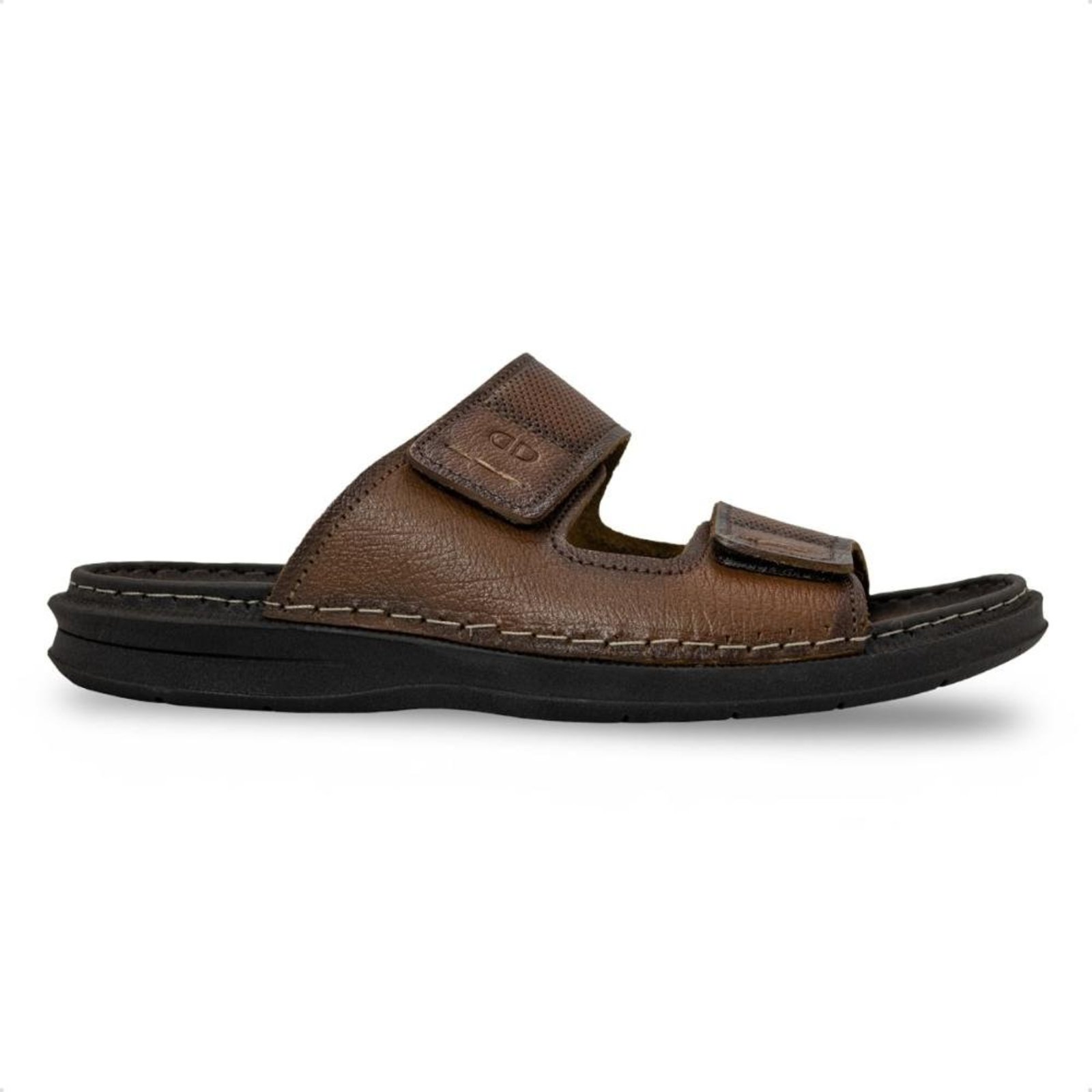 Sandália de Couro Democrata Masculina Double Lazy 693103 Marrom