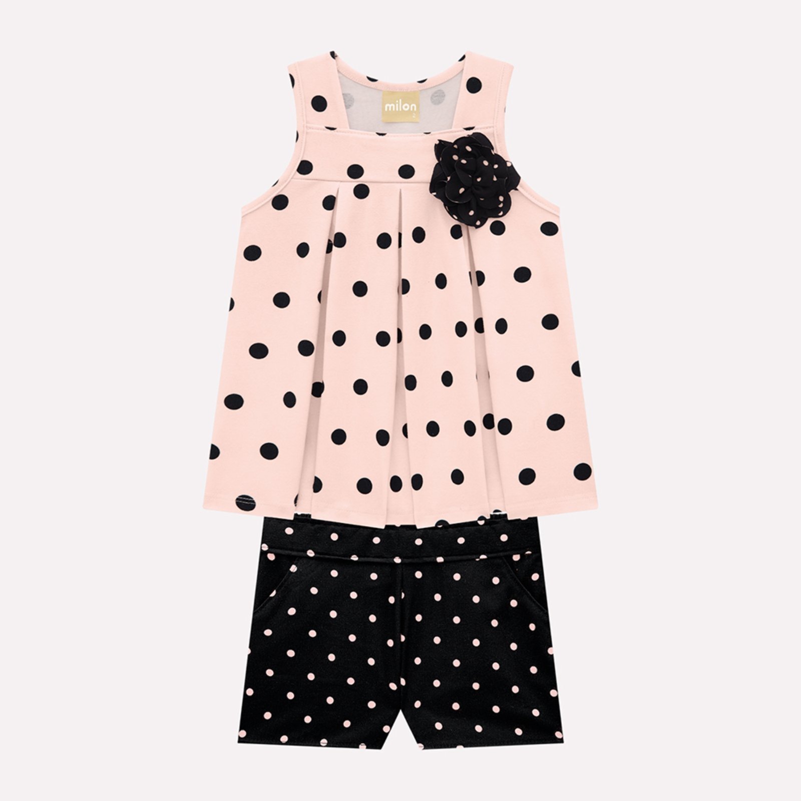 Vista 3 Infantil - Conjunto Menina Póas Milon rosa Milon rosa