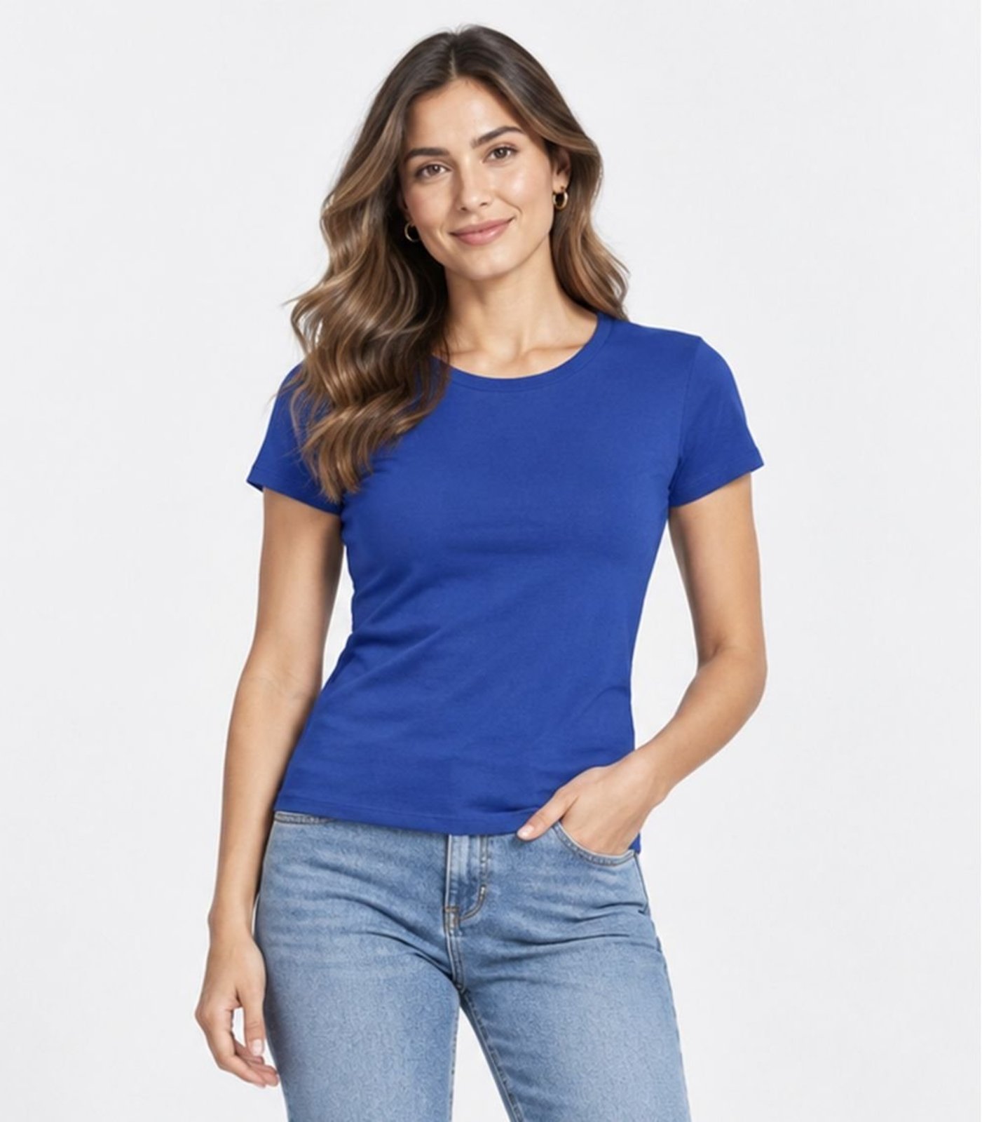 Blusa Feminina Básica Algodão Infinita Cor Azul
