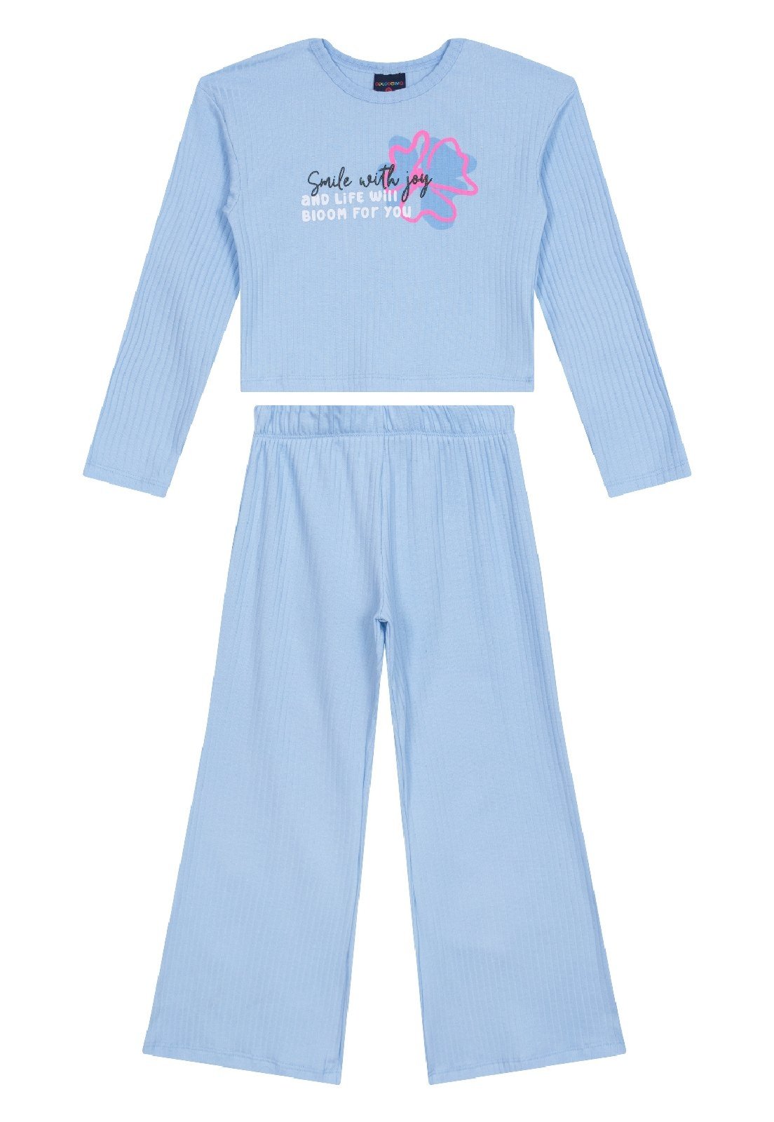 Infantil - Conjunto para Menina de Blusa Cropped e Calça Guloseima Azul