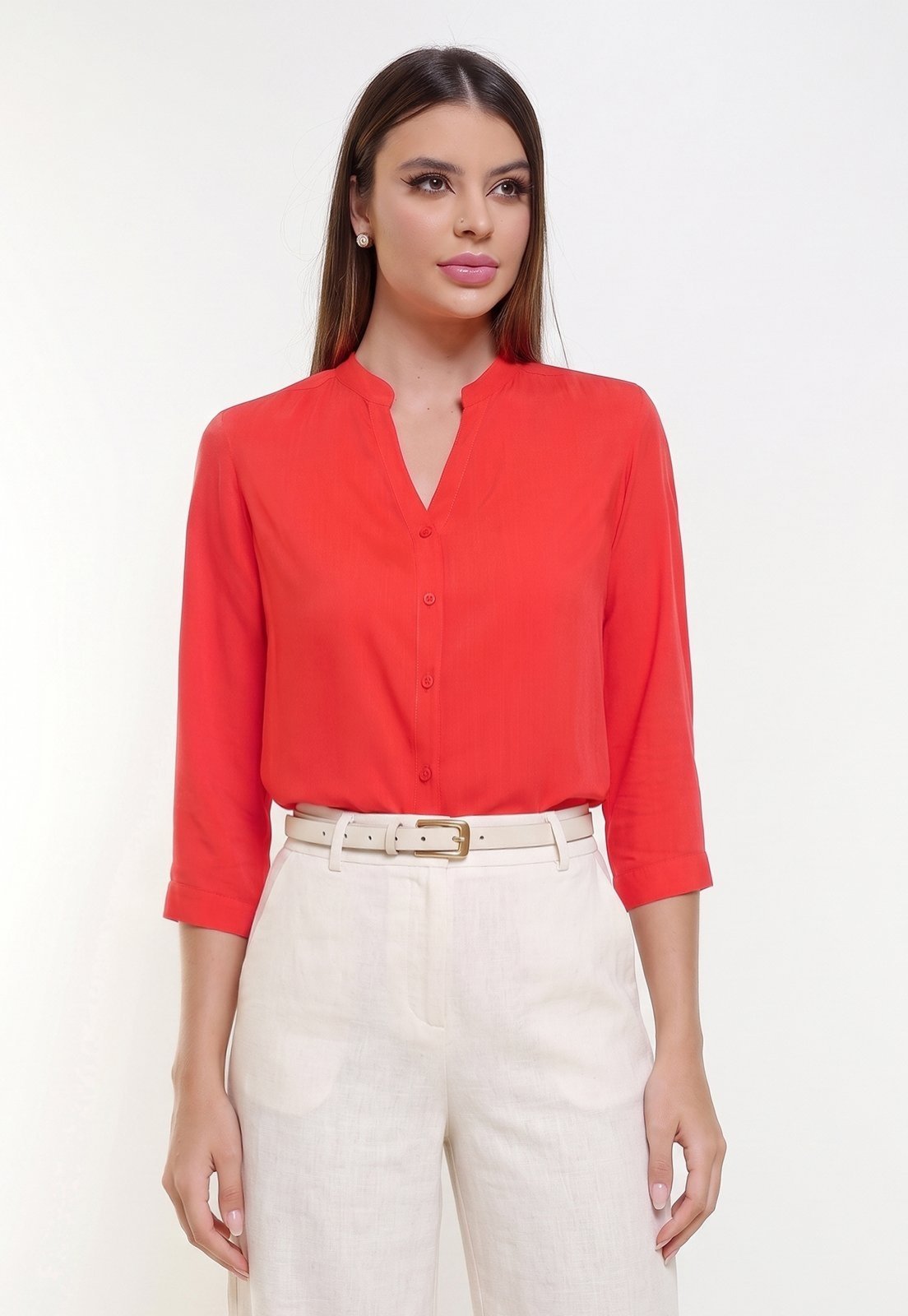 Camisa Intens Manga 3/4 Viscose Vermelho