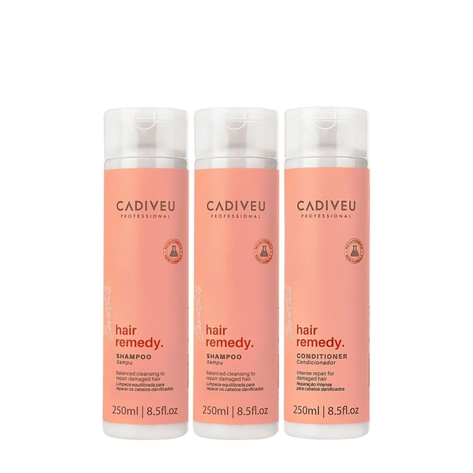 Vista 2 Kit Cadiveu Professional Hair Remedy Shampoo Extra e Condicionador (3 produtos) multicolorido Cadiveu Professional multicolorido