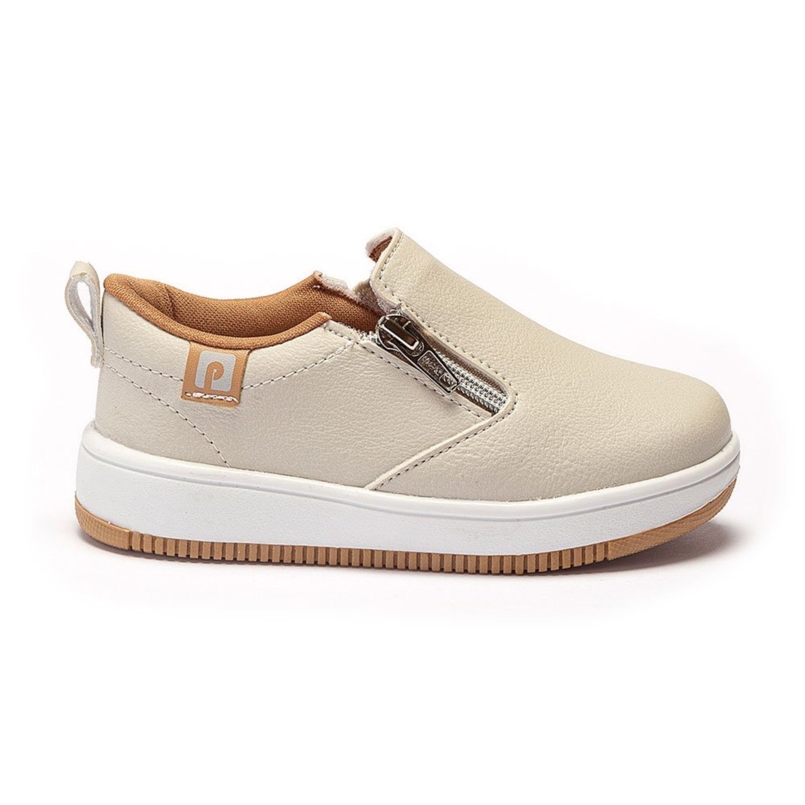 Vista 3 Infantil - Tênis Slip on Masculino Bicolor Pequito bege Pequito bege