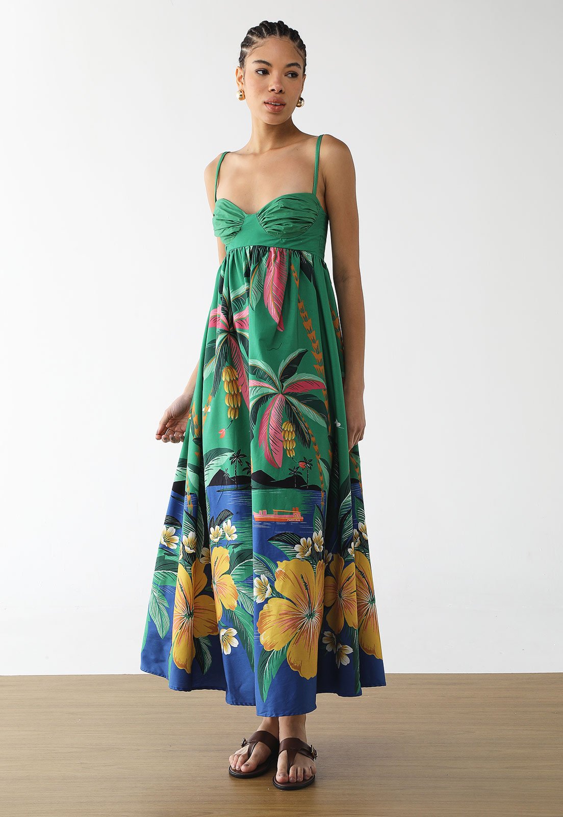 Vestido Feminino FARM Estampa Tropical Verde