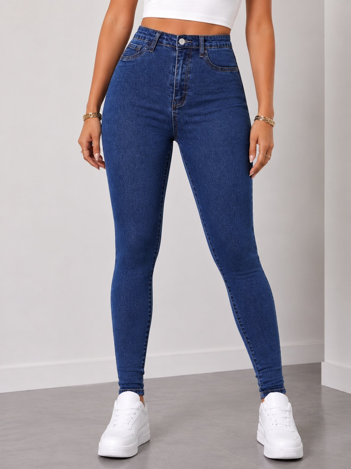 Calça Jeans Skinny Feminina Ethereal Cintura Alta Escura Modeladora Confortável Premium