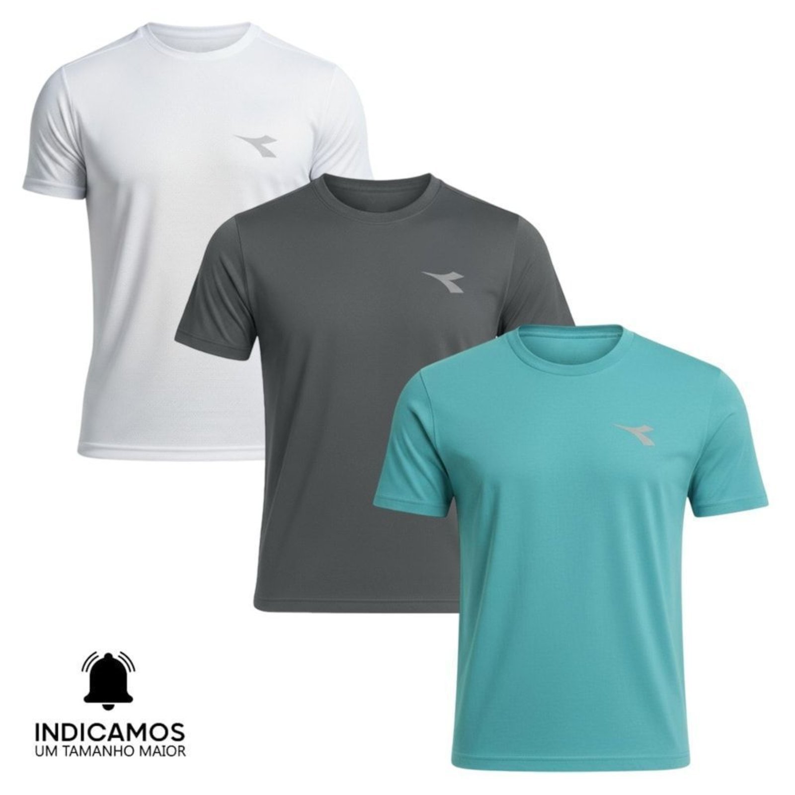 Kit 3 Camisetas Diadora Small Logo Masculina - Branco - diadora