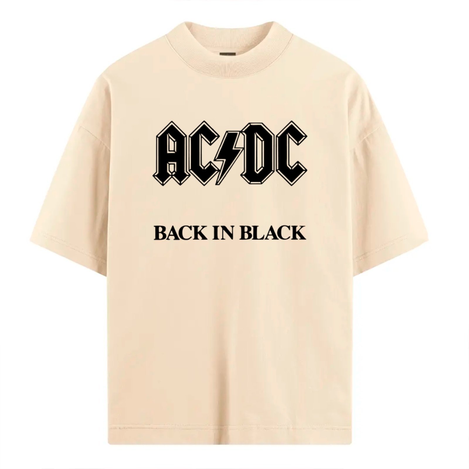 Vista 2 Camiseta Ousy Básica AC DC Back In Black Estilo Street Unissex Off White off-white black ousy off-white black