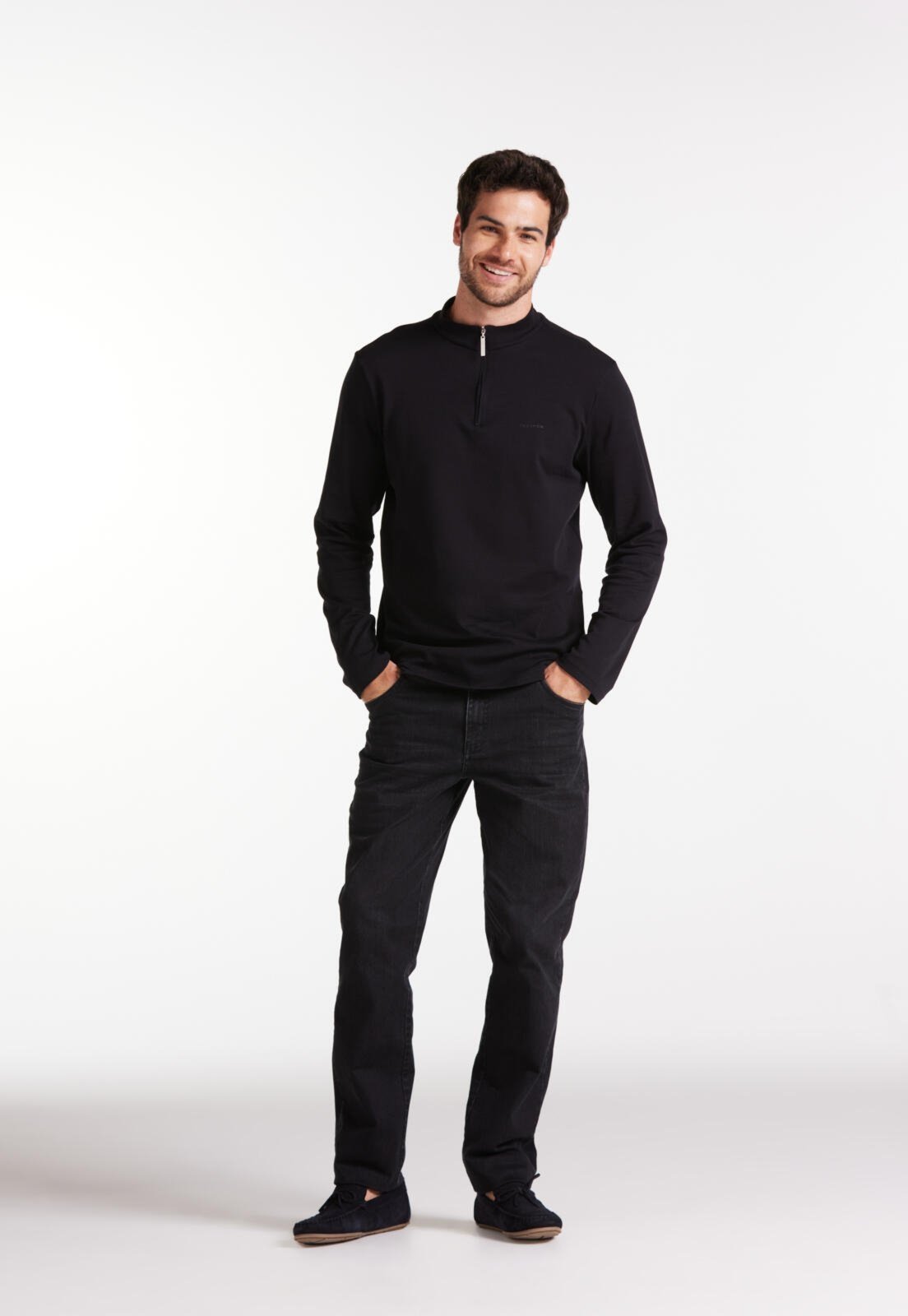 Blusa Casual Com Zíper Traymon Preto