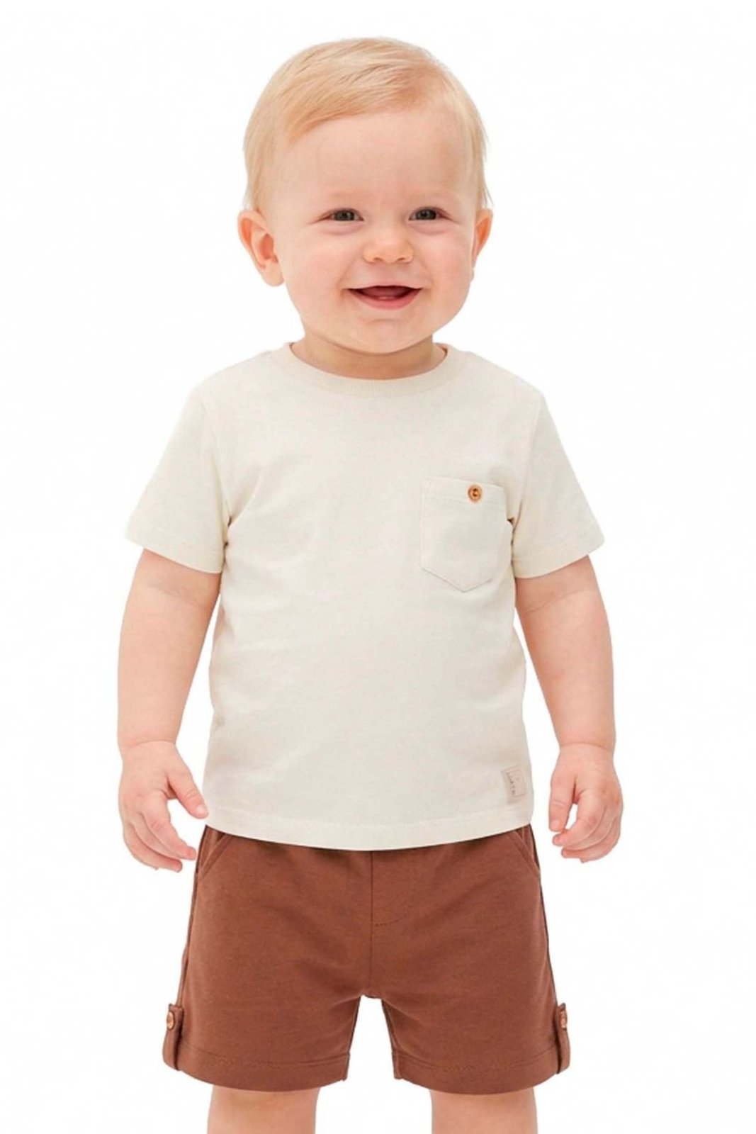 Infantil - Conjunto Menino Suedine Com Bolso Colorittá Bege