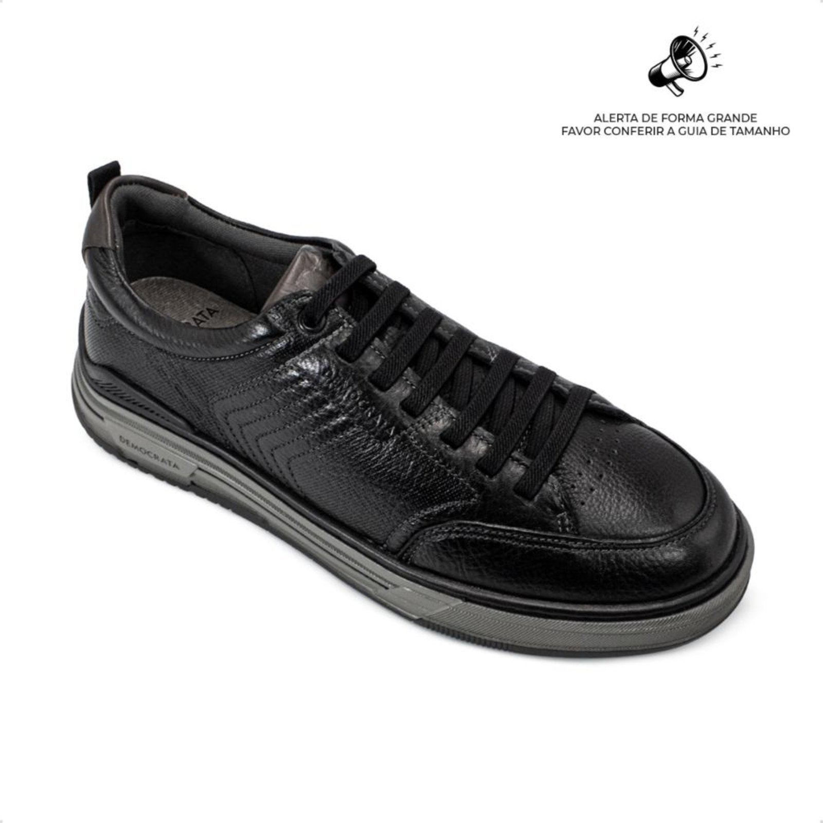 Vista 3 Tênis de Couro Democrata Masculino Dylan 640101 preto DEMOCRATA preto