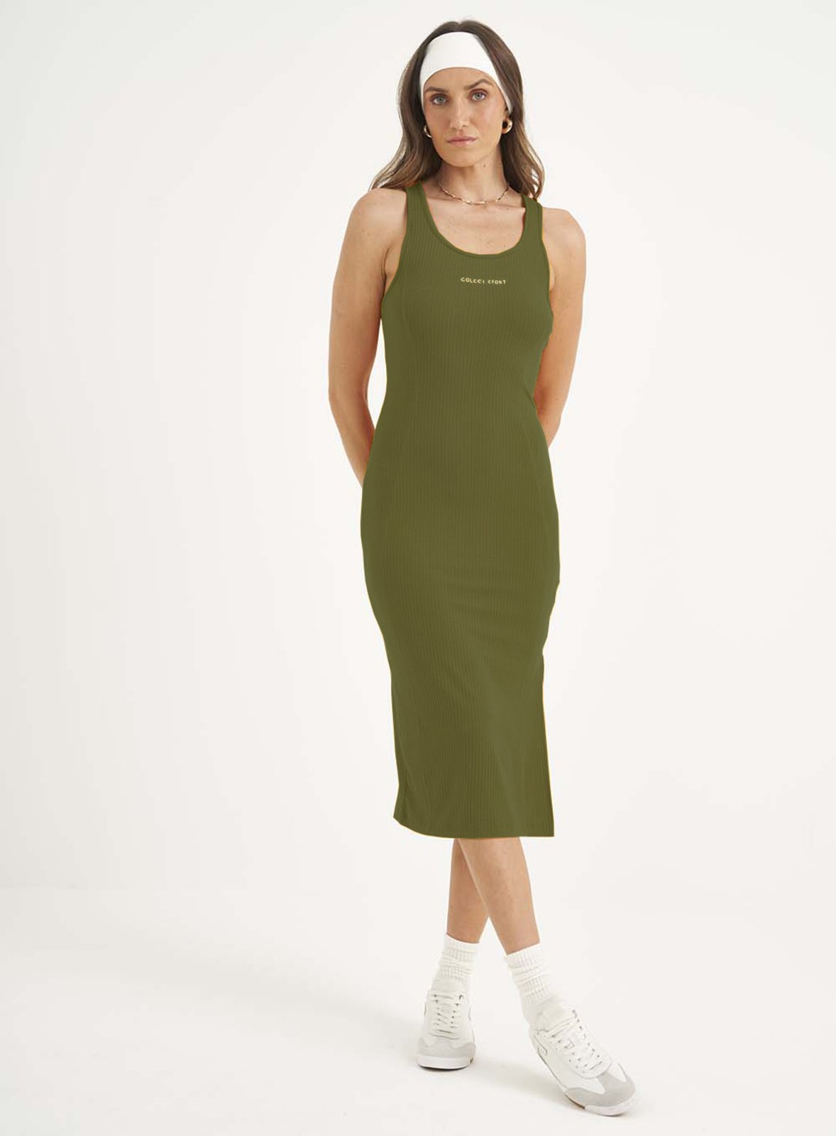 Vestido Colcci Sport Midi Canelado Verde