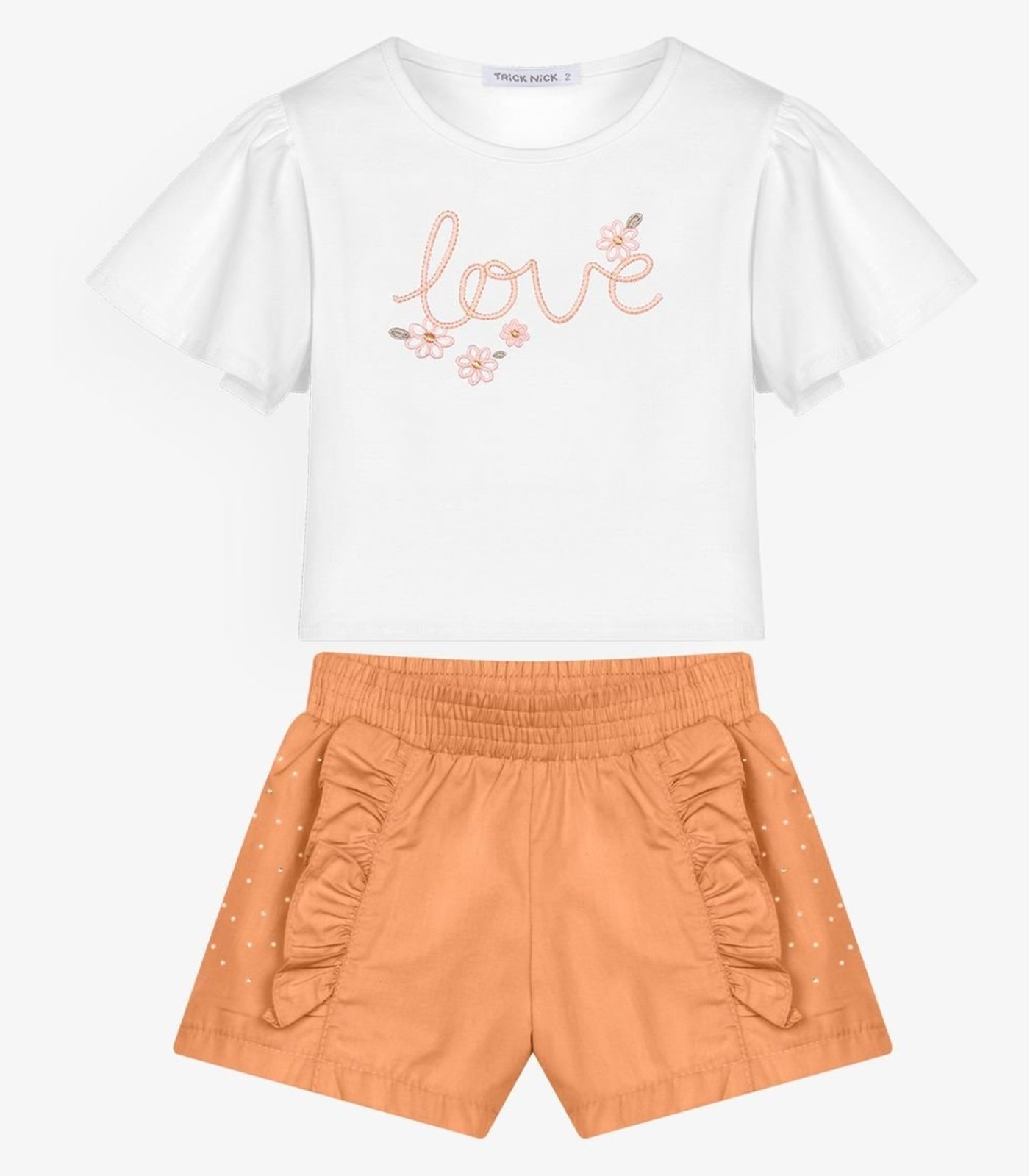 Infantil - Conjunto Menina Blusa Com Shorts Trick Nick Branco