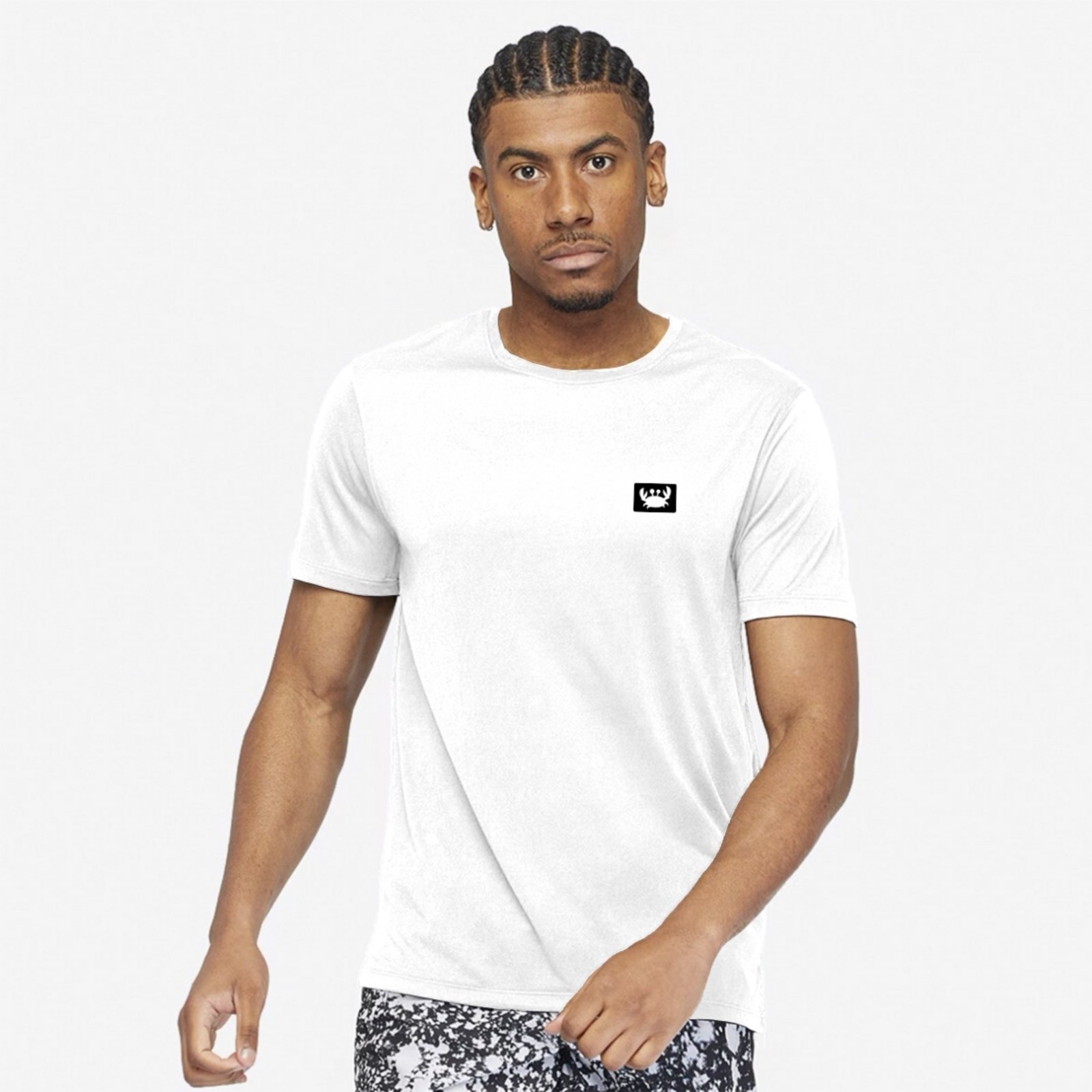 Vista 2 Camiseta Masculina Esportiva Dry Camisa Gola Redonda Siri Relaxado branco Relaxado branco