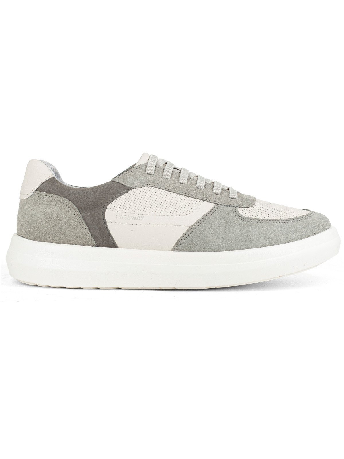 Tênis Masculino Freeway Casual Emove04 Camurça Confortável Branco Cinza