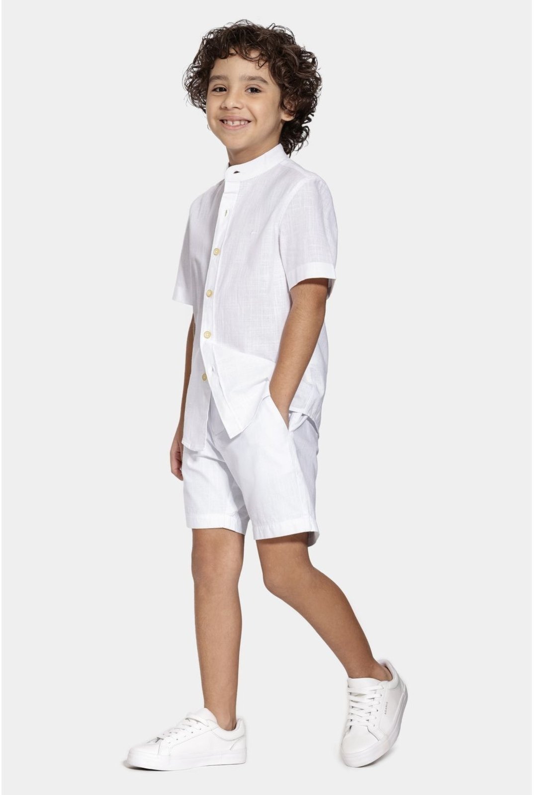 Vista 3 Infantil - Bermuda Aramis Chinho Flamê Colors Cordão branco Aramis branco