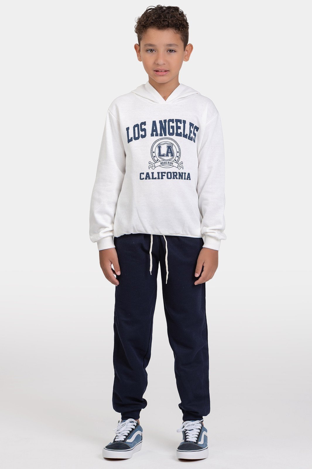 Infantil - Conjunto Masculino Moletom Peluciado Los Angeles - Off