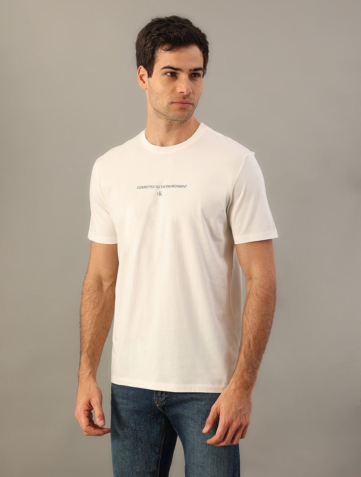 Camiseta Manga Curta Comitted To The Environment - Off White Calvin Klein Jeans