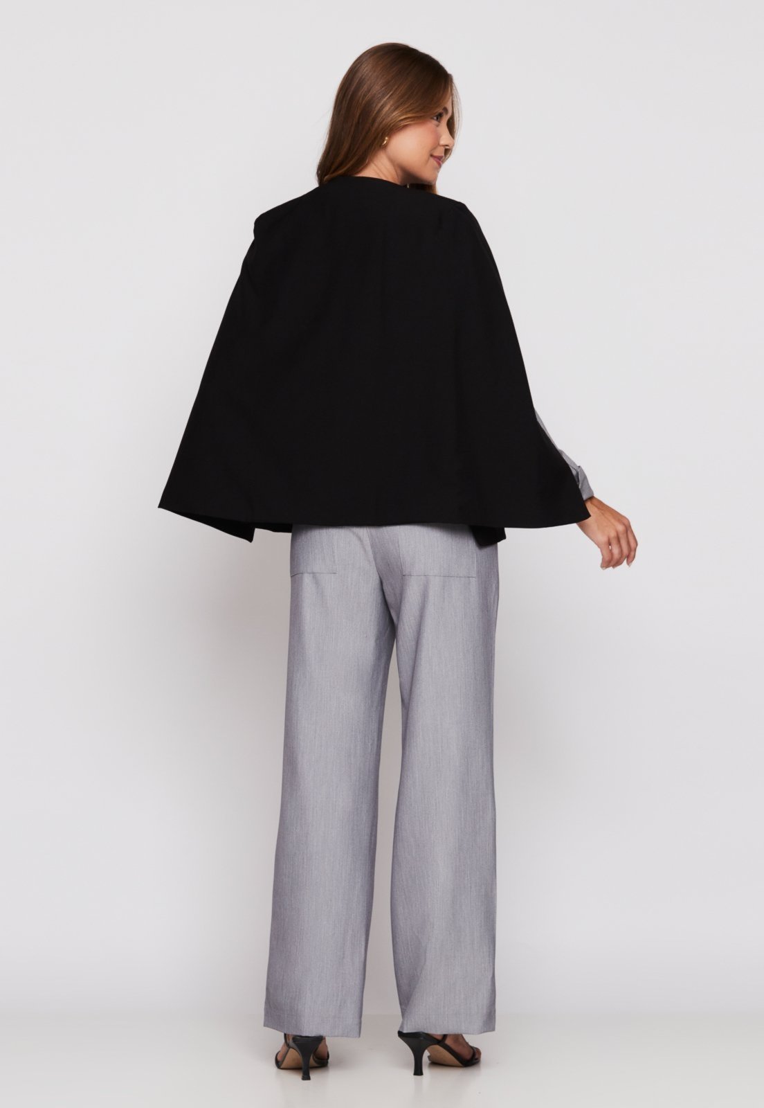 Vista 3 Blazer Capa Miss Joy 8089 Alfaiataria Forrado MISS BY JOY preto MISS BY JOY preto