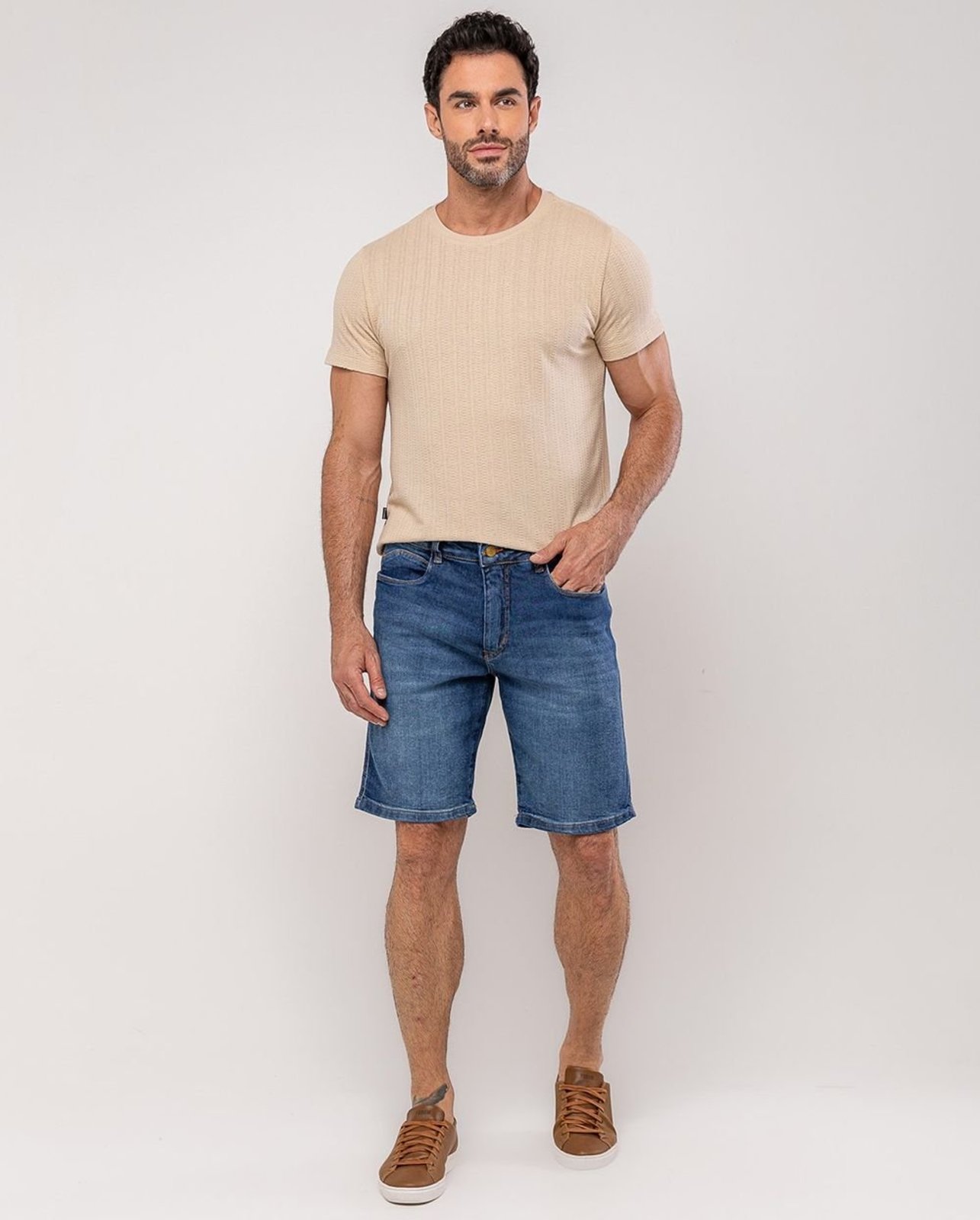 Bermuda Jeans Slim Fit Masculina 25144 Escura Consciência