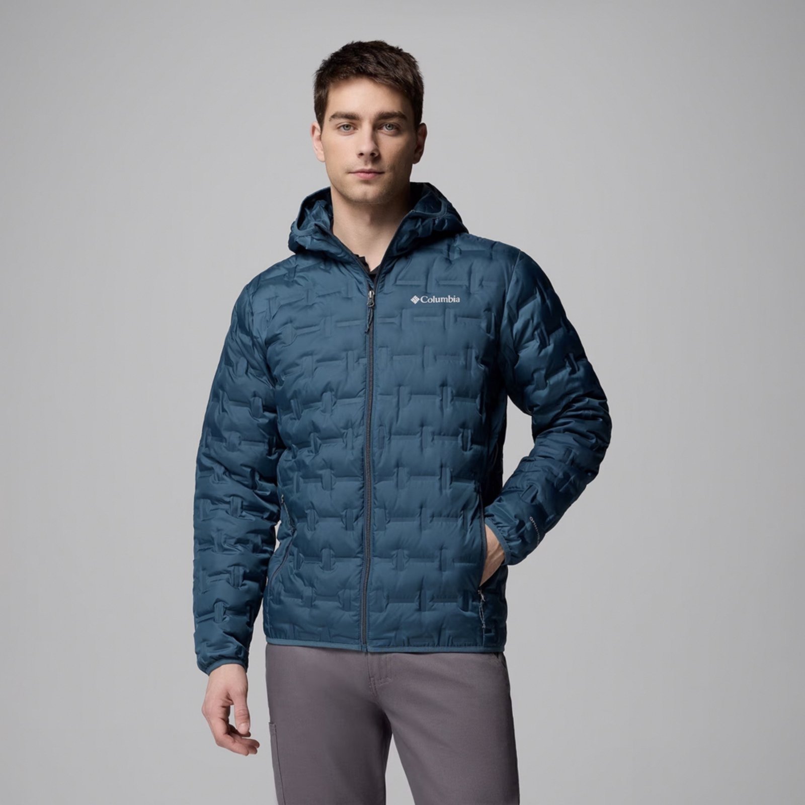 Vista 2 Jaqueta Columbia Down Delta Ridge II Hood Marinho Masculino azul marinho Columbia azul marinho